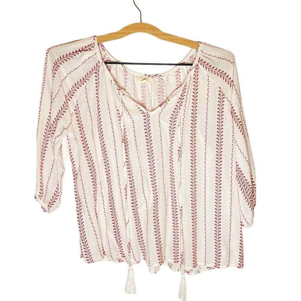 Ganji LA Women Ivory Long Sleeve Blouse M